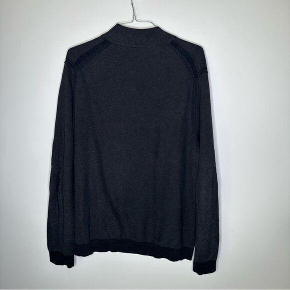 Tommy Bahama‎ Large Charcoal / Black Long Sleeve 1/4 Zip Reversible Top - Picture 4 of 6
